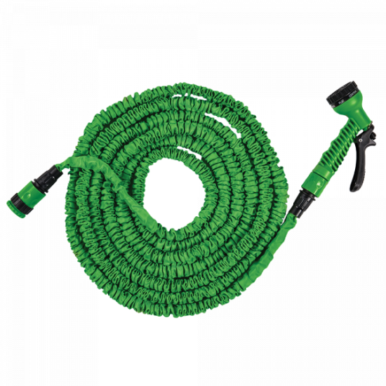 Flexibilná, zmršťovacia záhradná hadica 5-15m s postrekovačom - zelená TRICK HOSE