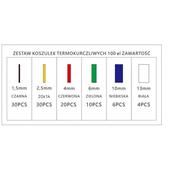 Zmršťovacie bužírky, farebné, sada 100ks KRAFT&DELE