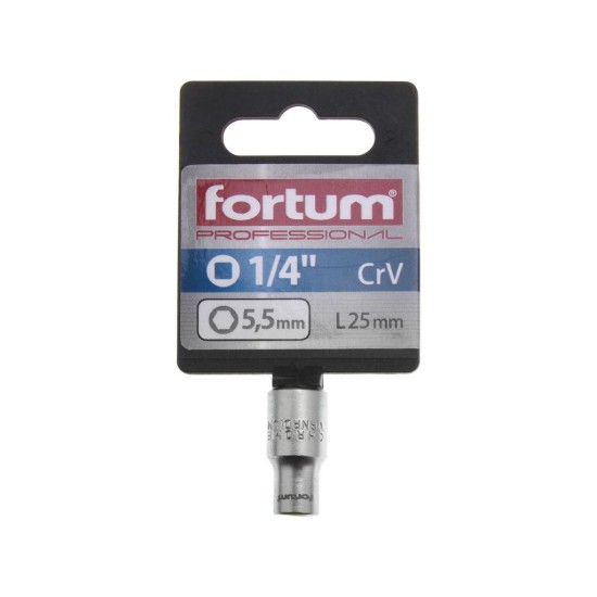 Nástrčný kľúč, 1/4&#039;, 5.5mm, L 25mm, 61CrV5, FORTUM