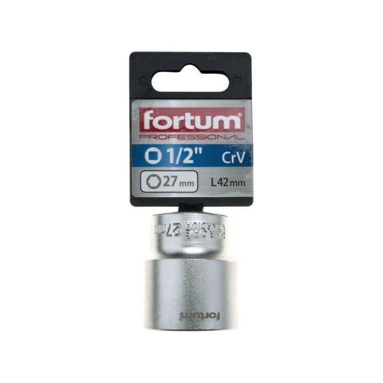 Nástrčný kľúč, 1/2&#039;, 27,0mm, D 42mm, 61CrV5, FORTUM