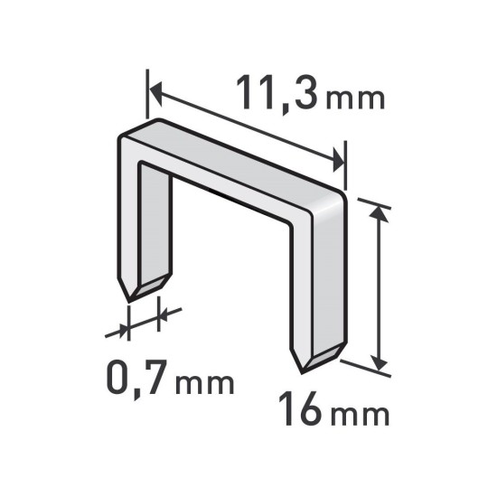 Pracky, balenie 1000ks, 16mm, 11,3x0,52x0,70mm, EXTOL PREMIUM