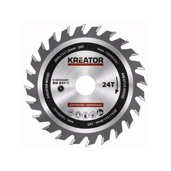 KRT020401 - Pílový kotúč na drevo 89mm, 24T KREATOR