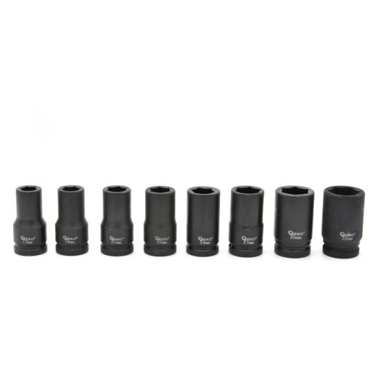 Nástrčné rázové hlavice 3/4", 17-32mm, 8ks v puzdre GEKO