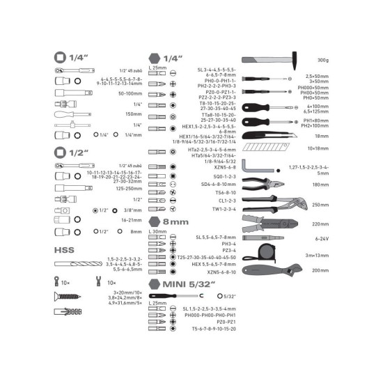 Sada náradia 303ks EXTOL CRAFT