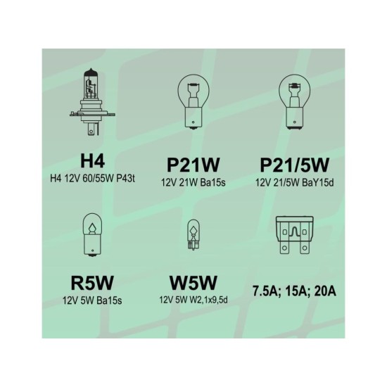 Univerzálne žiarovky H4 GREEN, servisná skrinka COMPASS