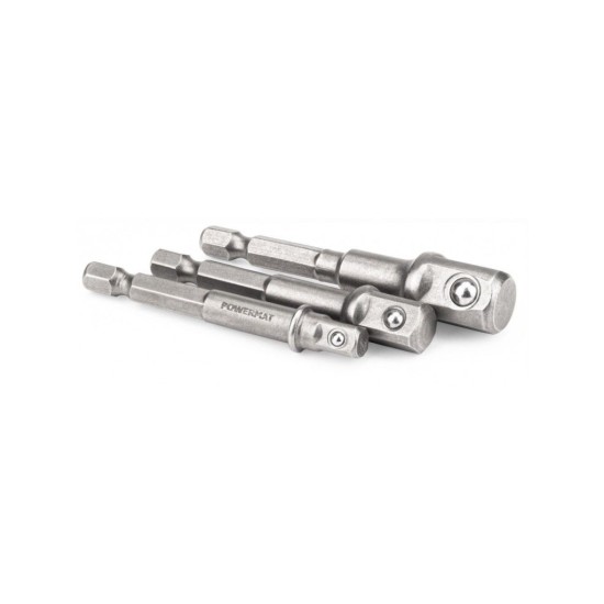 Sada vŕtacích adaptérov 1/2" 3/8" 1/4", 3ks, šesťhran POWERMAT