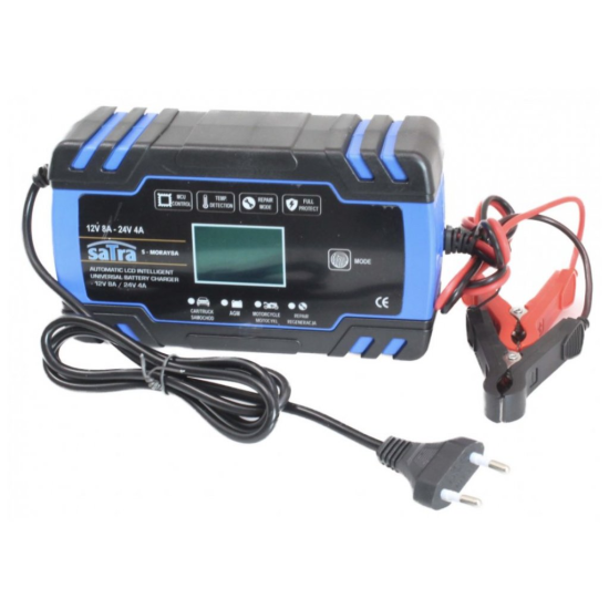 Nabíjačka autobatérií, automatická 12V/24V, 8A/4A 2-150Ah SATRA