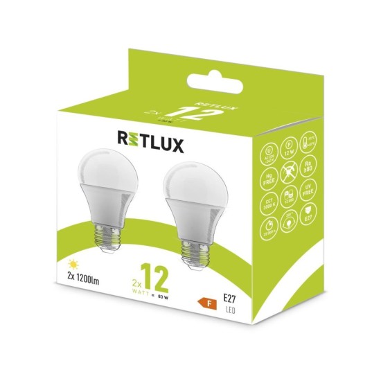 LED žiarovka Classic eco set 2x12W E27 A60 WW REL 31 RETLUX