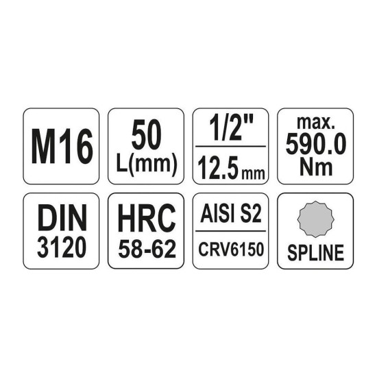 Zástrčná hlavice XZN, 1/2", M16 YATO