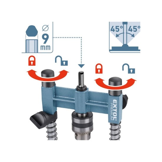 Vŕtací stojan, viacúčelový so skľučovadlom pre vŕtačky ø1-10mm, stopka 9mm EXTOL PREMIUM