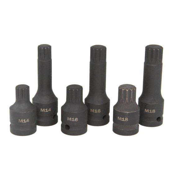 Nástrčná hlava 1/2" XZN M14, M16, M18, sada 6 ks MAR-POL