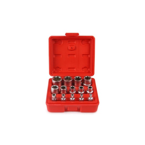 Nástrčná hlava Torx E4 - E24, 1/2", 3/8", 1/4", sada 14 ks MAR-POL