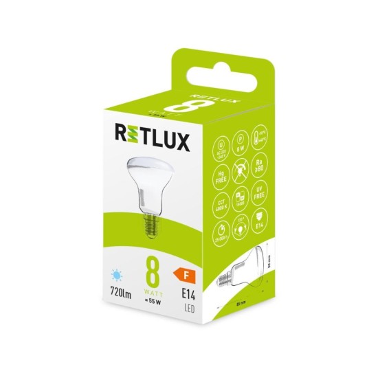 LED žiarovka RLL 453, R50, E14, bodová, 8 W, DL RETLUX