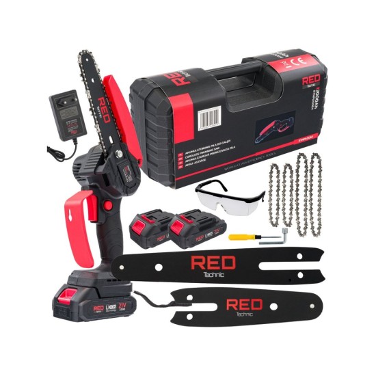 Aku jednoruční pila 4"/6", 2×21 V, 2000 mAh - RED TECHNIC